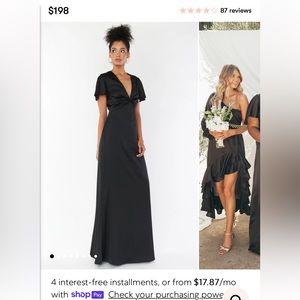 Show me your mumu Size Large Black Luxe Satin Rome Twist Gown bridesmaid dress